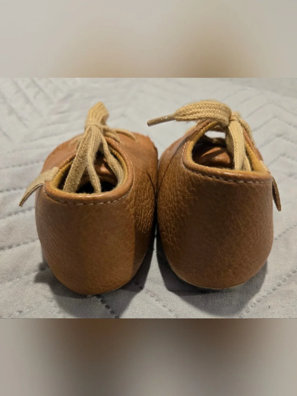 Baby Walker Soft-Tan Leather Lace-Up Shoes